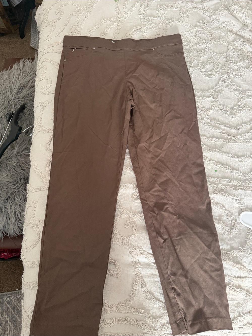 Brown Stretch Casual Pants